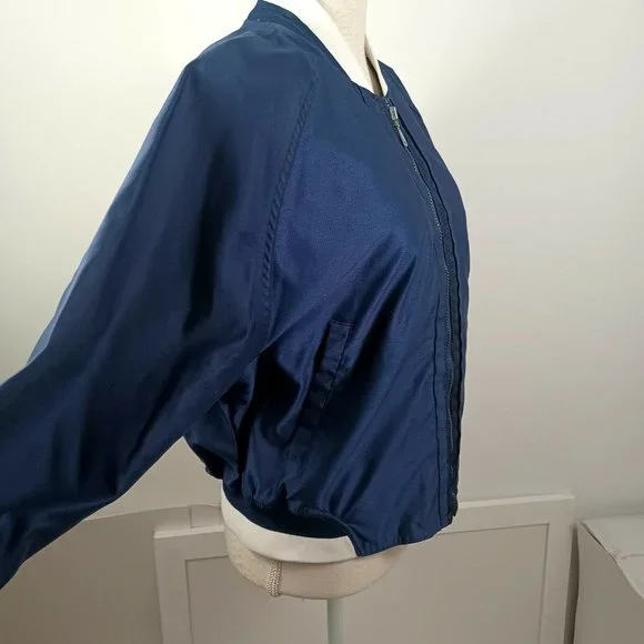 Vintage Nike Nylon Jacket Youth Large 12-14 Blue & White -Zip Up -Logo -90s